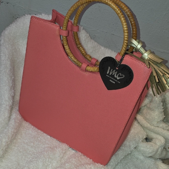 Pink Woven Handle Tote Bag – Chic & Versatile NWT - Picture 1 of 8